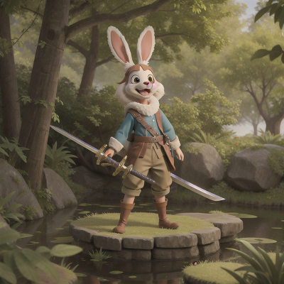 Image For Post Anime, sword, swamp, rabbit, singing, dog, HD, 4K, AI Generated Art
