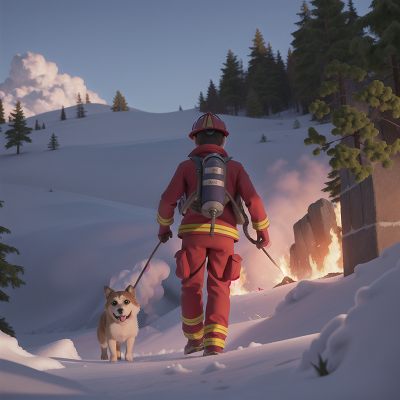 Image For Post Anime, avalanche, firefighter, success, exploring, dog, HD, 4K, AI Generated Art