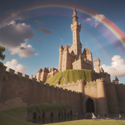 Image For Post Anime, umbrella, medieval castle, camera, pterodactyl, rainbow, HD, 4K, AI Generated Art