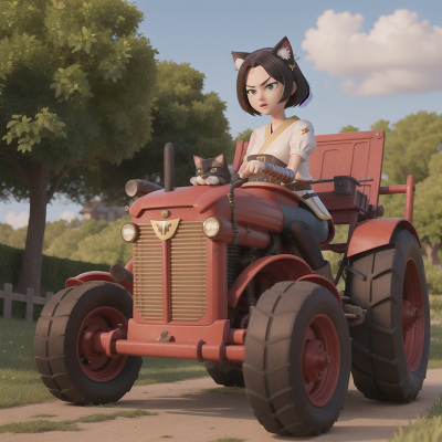 Image For Post Anime, cat, tractor, geisha, anger, knights, HD, 4K, AI Generated Art