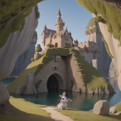 Image For Post Anime, rabbit, medieval castle, island, witch, cave, HD, 4K, AI Generated Art