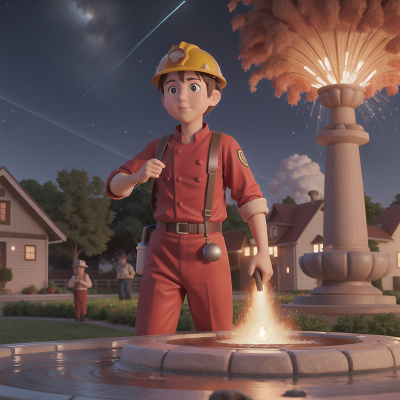 Image For Post Anime, meteor shower, firefighter, farm, chef, fountain, HD, 4K, AI Generated Art