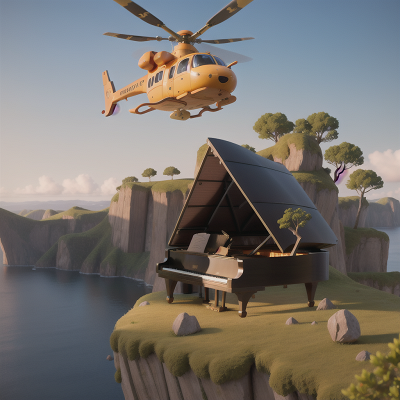 Image For Post Anime, helicopter, piano, key, ogre, dragon, HD, 4K, AI Generated Art