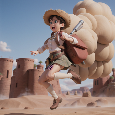 Image For Post Anime, jumping, wild west town, key, sandstorm, bagpipes, HD, 4K, AI Generated Art