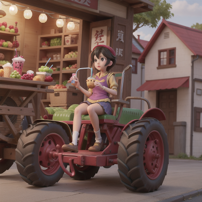 Image For Post Anime, enchanted mirror, bubble tea, fruit market, bravery, tractor, HD, 4K, AI Generated Art