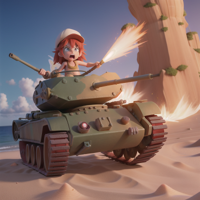 Image For Post Anime, anger, fairy dust, tank, hat, beach, HD, 4K, AI Generated Art