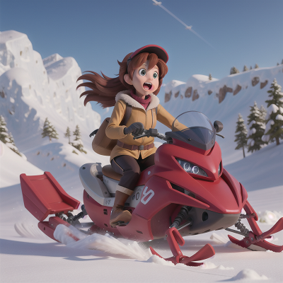 Image For Post Anime, holodeck, sled, avalanche, flying, pterodactyl, HD, 4K, AI Generated Art