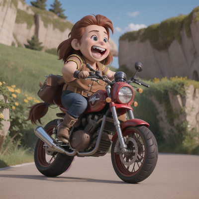 Image For Post Anime, motorcycle, laughter, dwarf, jumping, singing, HD, 4K, AI Generated Art