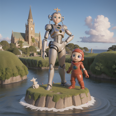 Image For Post Anime, cathedral, ocean, robot, farm, statue, HD, 4K, AI Generated Art