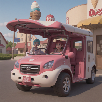 Image For Post Anime, ice cream parlor, car, queen, rocket, cyborg, HD, 4K, AI Generated Art