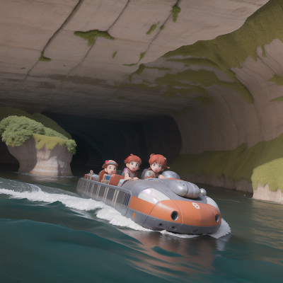 Image For Post Anime, river, troll, train, hovercraft, cave, HD, 4K, AI Generated Art