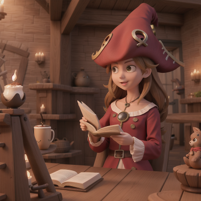 Image For Post Anime, pirate ship, kangaroo, witch's cauldron, coffee shop, spell book, HD, 4K, AI Generated Art