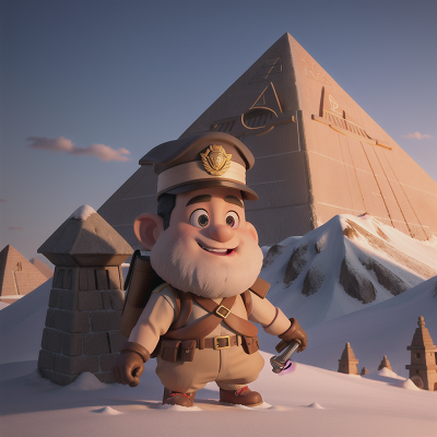 Image For Post Anime, pyramid, police officer, troll, snow, mountains, HD, 4K, AI Generated Art