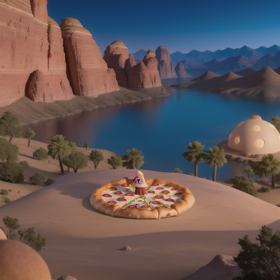 Image For Post Anime, mountains, desert oasis, space, pizza, ghost, HD, 4K, AI Generated Art