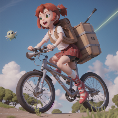 Image For Post Anime, bagpipes, bicycle, flying, alien, laser gun, HD, 4K, AI Generated Art
