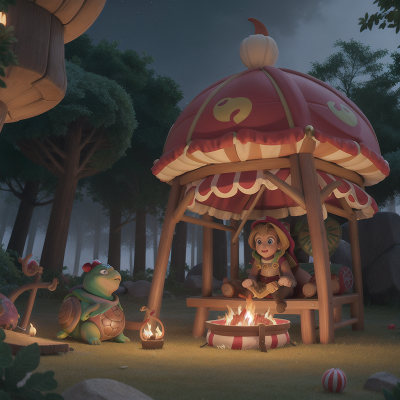 Image For Post Anime, turtle, circus, fire, enchanted forest, sled, HD, 4K, AI Generated Art