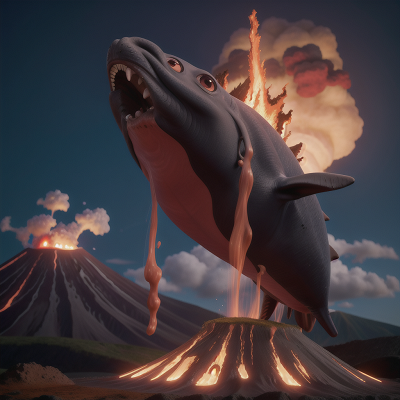 Image For Post Anime, volcanic eruption, museum, whale, volcano, moonlight, HD, 4K, AI Generated Art