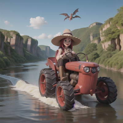 Image For Post Anime, river, witch's cauldron, tractor, villain, pterodactyl, HD, 4K, AI Generated Art