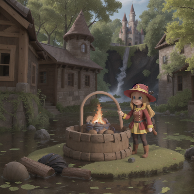Image For Post Anime, swamp, firefighter, witch's cauldron, castle, avalanche, HD, 4K, AI Generated Art