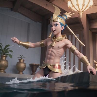 Image For Post Anime, swimming, villain, fighting, pharaoh, tornado, HD, 4K, AI Generated Art