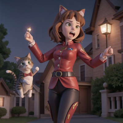 Image For Post Anime, cat, superhero, police officer, haunted mansion, singing, HD, 4K, AI Generated Art