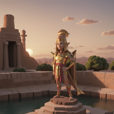 Image For Post Anime, pharaoh, sunset, ogre, knight, statue, HD, 4K, AI Generated Art