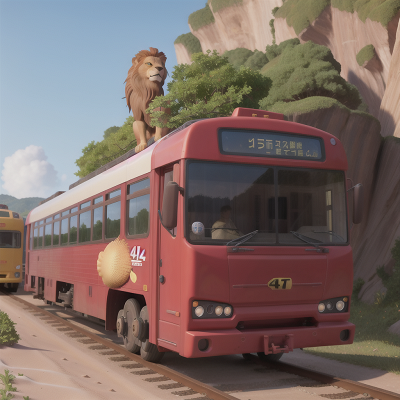 Image For Post Anime, beach, bus, lion, train, car, HD, 4K, AI Generated Art