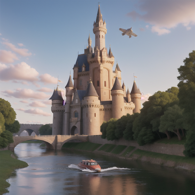 Image For Post Anime, spaceship, river, airplane, book, medieval castle, HD, 4K, AI Generated Art