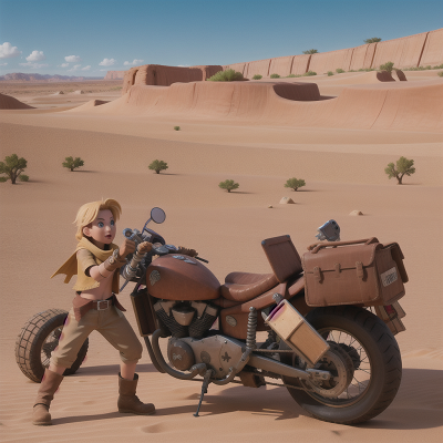 Image For Post Anime, map, desert, treasure, fighting, motorcycle, HD, 4K, AI Generated Art