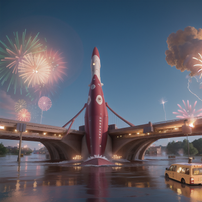 Image For Post Anime, fireworks, fighting, bus, flood, spaceship, HD, 4K, AI Generated Art