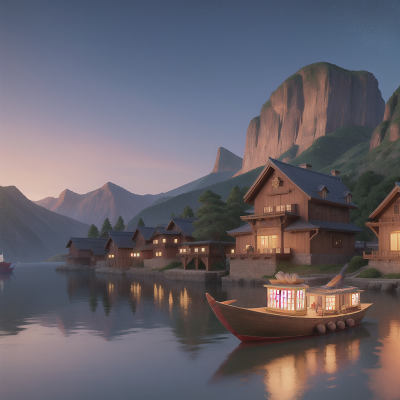 Image For Post Anime, ninja, stars, boat, mountains, museum, HD, 4K, AI Generated Art