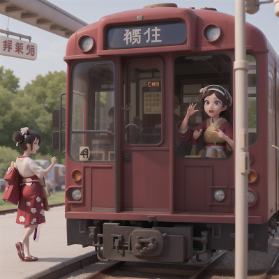 Image For Post Anime, train, bus, geisha, surprise, museum, HD, 4K, AI Generated Art