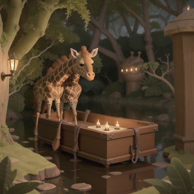 Image For Post Anime, hidden trapdoor, giraffe, vampire's coffin, desert oasis, swamp, HD, 4K, AI Generated Art