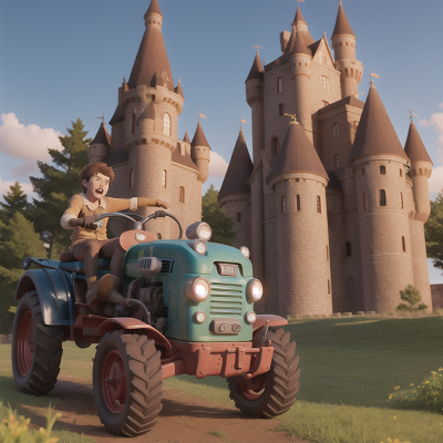 Image For Post Anime, tractor, cursed amulet, bigfoot, medieval castle, surprise, HD, 4K, AI Generated Art