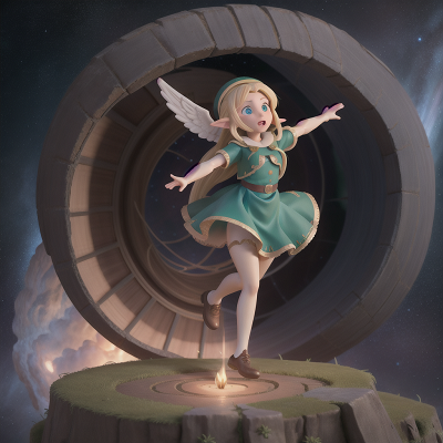 Image For Post Anime, elf, stars, angel, surprise, wormhole, HD, 4K, AI Generated Art