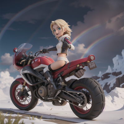 Image For Post Anime, motorcycle, storm, mummies, avalanche, rainbow, HD, 4K, AI Generated Art