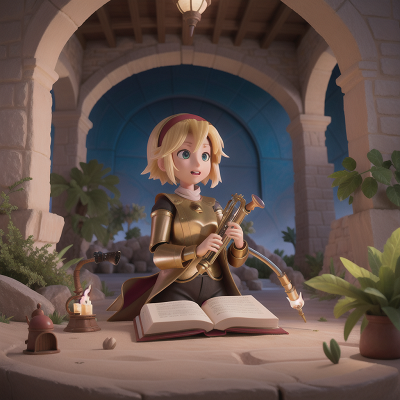 Image For Post Anime, knight, romance, desert oasis, spell book, saxophone, HD, 4K, AI Generated Art