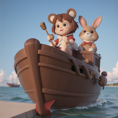 Image For Post Anime, rabbit, boat, clock, bear, HD, 4K, AI Generated Art