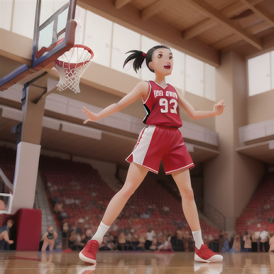 Image For Post | Anime, manga, Tall team captain, slick black hair tied in a ponytail, on a basketball court, shouting strategic instructions, a basketball flying in mid-air, red and white basketball jersey with a bold number 1, dynamic and intense anime style, a commanding and confident presence - [AI Art, Anime Basketball Team ](https://hero.page/examples/anime-basketball-team-stable-diffusion-prompt-library)