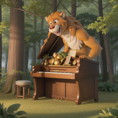 Image For Post Anime, enchanted forest, bigfoot, golden egg, piano, chimera, HD, 4K, AI Generated Art