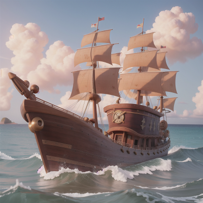 Image For Post Anime, beach, pirate ship, clock, drought, detective, HD, 4K, AI Generated Art
