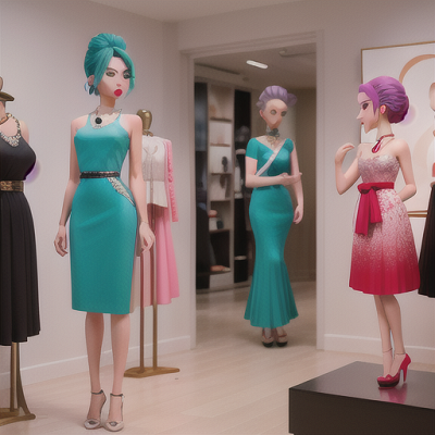 Image For Post | Anime, manga, Creative fashion designer, ombre teal hair styled in an updo, in a stylish anime-themed boutique, discussing a bespoke commission with a client, mannequins displaying fan-favorite character outfits, elegant dress paired with a statement necklace, clean and modern art style, fostering self-expression and appreciation - [AI Art, Comfortable Casuals Anime Space ](https://hero.page/examples/comfortable-casuals-anime-space-stable-diffusion-prompt-library)