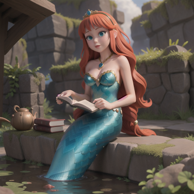 Image For Post Anime, mermaid, spell book, hail, mechanic, princess, HD, 4K, AI Generated Art