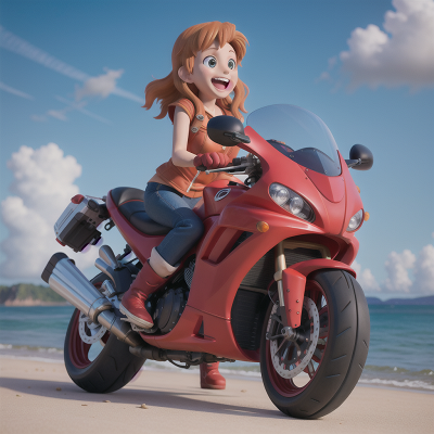 Image For Post Anime, bus, hovercraft, motorcycle, ocean, laughter, HD, 4K, AI Generated Art