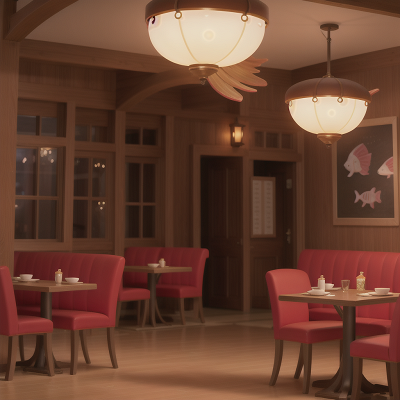 Image For Post Anime, seafood restaurant, violin, confusion, lamp, success, HD, 4K, AI Generated Art