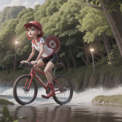 Image For Post Anime, river, bicycle, camera, shield, force field, HD, 4K, AI Generated Art