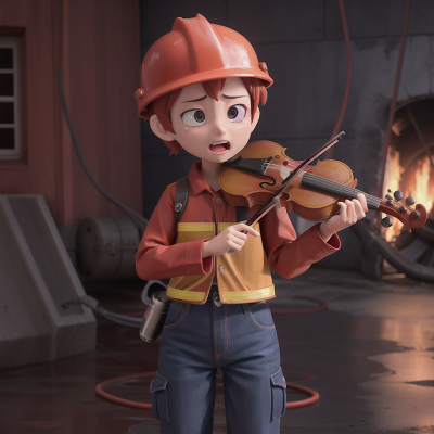 Image For Post Anime, firefighter, alien, violin, crying, drought, HD, 4K, AI Generated Art