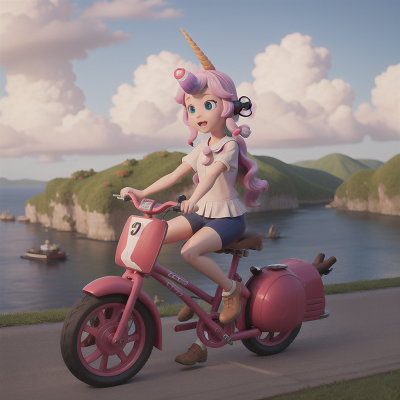 Image For Post Anime, unicorn, farmer, bicycle, island, submarine, HD, 4K, AI Generated Art