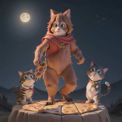 Image For Post Anime, sasquatch, pizza, space, cat, moonlight, HD, 4K, AI Generated Art