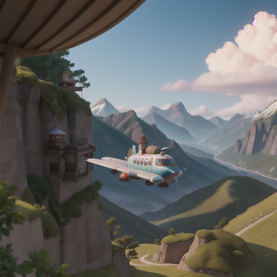Image For Post Anime, mountains, taco truck, flying carpet, ogre, submarine, HD, 4K, AI Generated Art